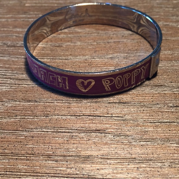 Coach Poppy bangle bracelet pink & silver tone - Picture 2 of 6